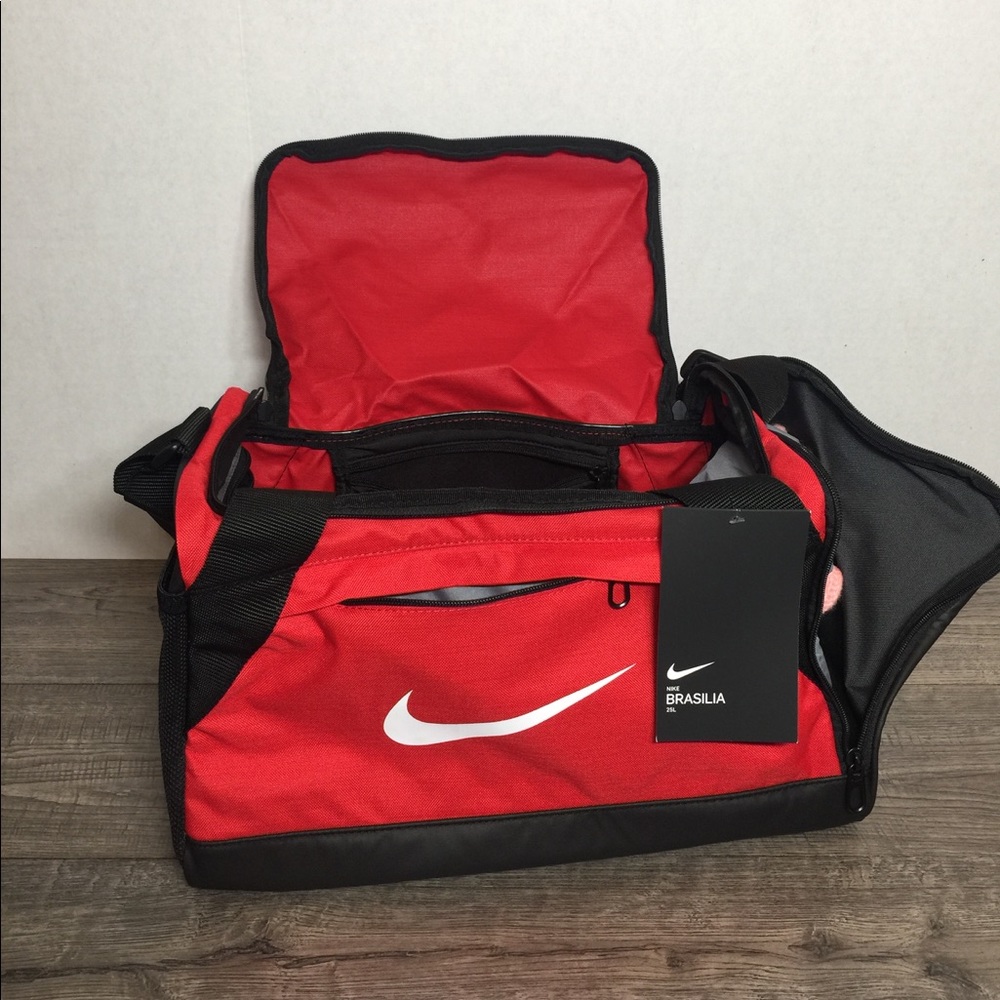 🛍 NIKE BRASILIA TRAINING DUFFLE BAG XS RED/BLACK - Picture 7 of 8
